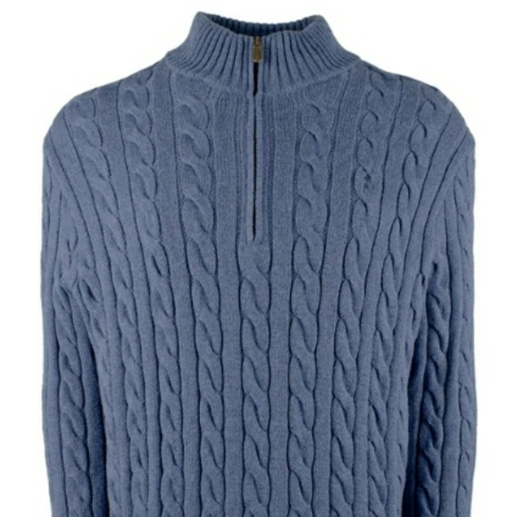 NWT Polo Ralph Lauren Cotton Cable-knit Half-zipPullover Sweater - Royal Hthr
